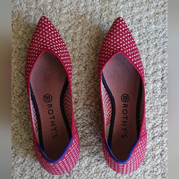 Rothy's The Point Red Apple Honeycomb Knit Flats size 9 - Picture 5 of 12